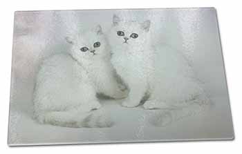 Large Glass Cutting Chopping Board Exotic White Kittens