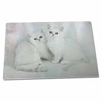 Large Glass Cutting Chopping Board Exotic White Kittens
