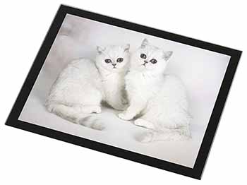 Exotic White Kittens Black Rim High Quality Glass Placemat