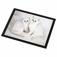 Exotic White Kittens Black Rim High Quality Glass Placemat