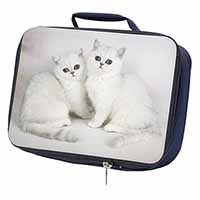 Exotic White Kittens Navy Insulated School Lunch Box/Picnic Bag