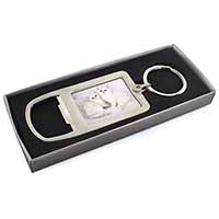 Exotic White Kittens Chrome Metal Bottle Opener Keyring in Box