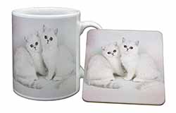 Exotic White Kittens Mug and Coaster Set