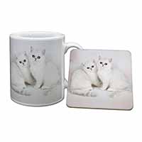 Exotic White Kittens Mug and Coaster Set