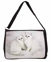 Exotic White Kittens Large Black Laptop Shoulder Bag School/College