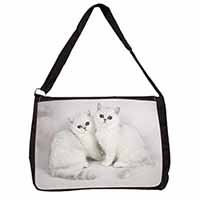 Exotic White Kittens Large Black Laptop Shoulder Bag School/College