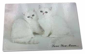 Large Glass Cutting Chopping Board Exotic White Kittens 