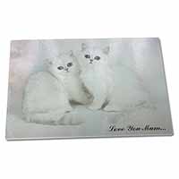 Large Glass Cutting Chopping Board Exotic White Kittens 