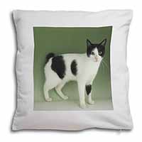 Japanese Bobtail Cat Soft White Velvet Feel Scatter Cushion