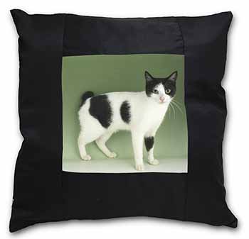 Japanese Bobtail Cat Black Satin Feel Scatter Cushion