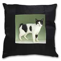 Japanese Bobtail Cat Black Satin Feel Scatter Cushion