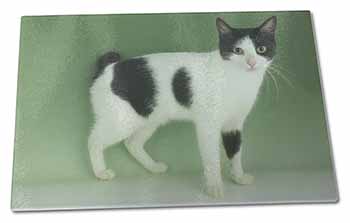 Large Glass Cutting Chopping Board Japanese Bobtail Cat