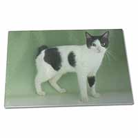 Large Glass Cutting Chopping Board Japanese Bobtail Cat