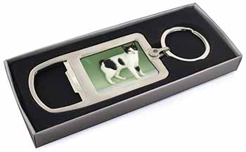 Japanese Bobtail Cat Chrome Metal Bottle Opener Keyring in Box