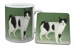 Japanese Bobtail Cat Mug and Coaster Set