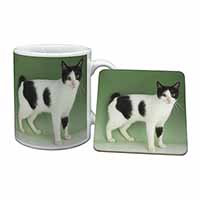 Japanese Bobtail Cat Mug and Coaster Set