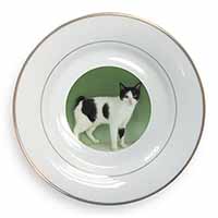 Japanese Bobtail Cat Gold Rim Plate Printed Full Colour in Gift Box