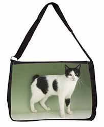 Japanese Bobtail Cat Large Black Laptop Shoulder Bag School/College