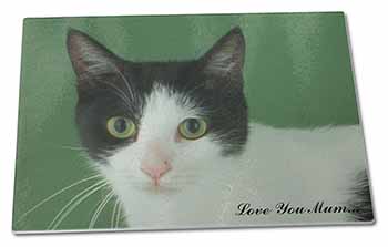 Large Glass Cutting Chopping Board Black+White Cat 