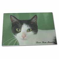 Large Glass Cutting Chopping Board Black+White Cat 