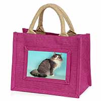 Norwegian Forest Cat Little Girls Small Pink Jute Shopping Bag