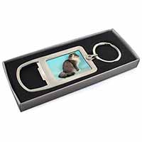 Norwegian Forest Cat Chrome Metal Bottle Opener Keyring in Box