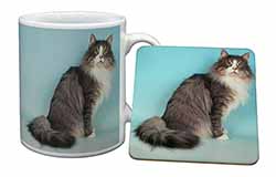 Norwegian Forest Cat Mug and Coaster Set