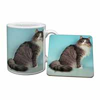 Norwegian Forest Cat Mug and Coaster Set