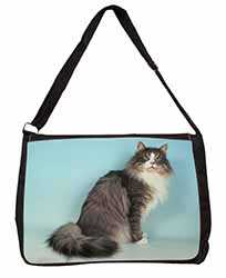 Norwegian Forest Cat Large Black Laptop Shoulder Bag School/College