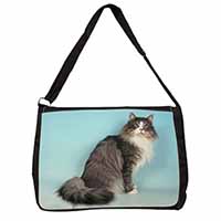 Norwegian Forest Cat Large Black Laptop Shoulder Bag School/College