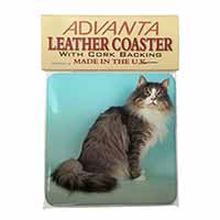 Norwegian Forest Cat Single Leather Photo Coaster