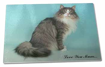Large Glass Cutting Chopping Board Norwegian Forest Cat 