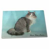 Large Glass Cutting Chopping Board Norwegian Forest Cat 