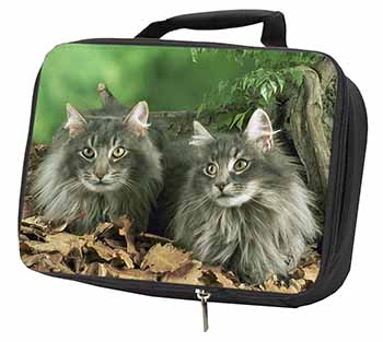 Blue Norwegian Forest Cats Black Insulated School Lunch Box/Picnic Bag