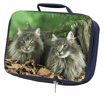Blue Norwegian Forest Cats Navy Insulated School Lunch Box/Picnic Bag