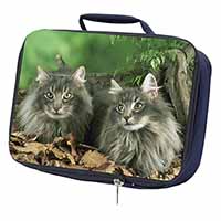 Blue Norwegian Forest Cats Navy Insulated School Lunch Box/Picnic Bag