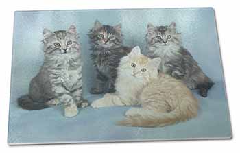 Large Glass Cutting Chopping Board Cute Fluffy Kittens