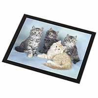 Cute Fluffy Kittens Black Rim High Quality Glass Placemat