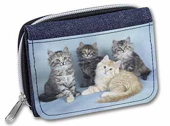 Cute Fluffy Kittens Unisex Denim Purse Wallet