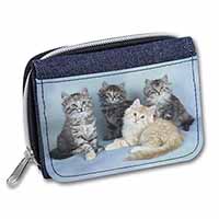 Cute Fluffy Kittens Unisex Denim Purse Wallet