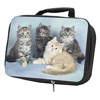 Cute Fluffy Kittens Black Insulated School Lunch Box/Picnic Bag