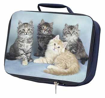 Cute Fluffy Kittens Navy Insulated School Lunch Box/Picnic Bag