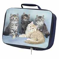 Cute Fluffy Kittens Navy Insulated School Lunch Box/Picnic Bag
