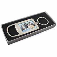 Cute Fluffy Kittens Chrome Metal Bottle Opener Keyring in Box