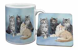 Cute Fluffy Kittens Mug and Coaster Set