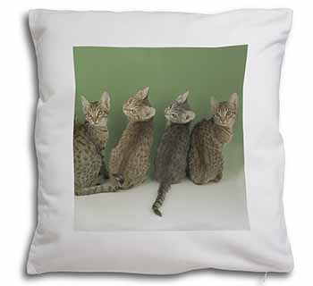 Cute Ocicat Kittens Soft White Velvet Feel Scatter Cushion