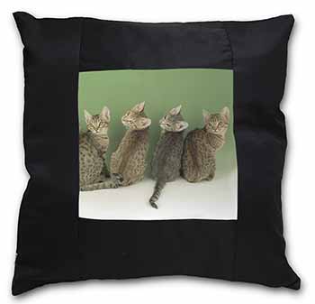 Cute Ocicat Kittens Black Satin Feel Scatter Cushion