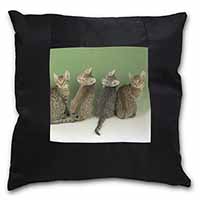 Cute Ocicat Kittens Black Satin Feel Scatter Cushion