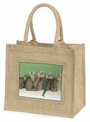 Cute Ocicat Kittens Natural/Beige Jute Large Shopping Bag
