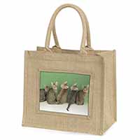 Cute Ocicat Kittens Natural/Beige Jute Large Shopping Bag